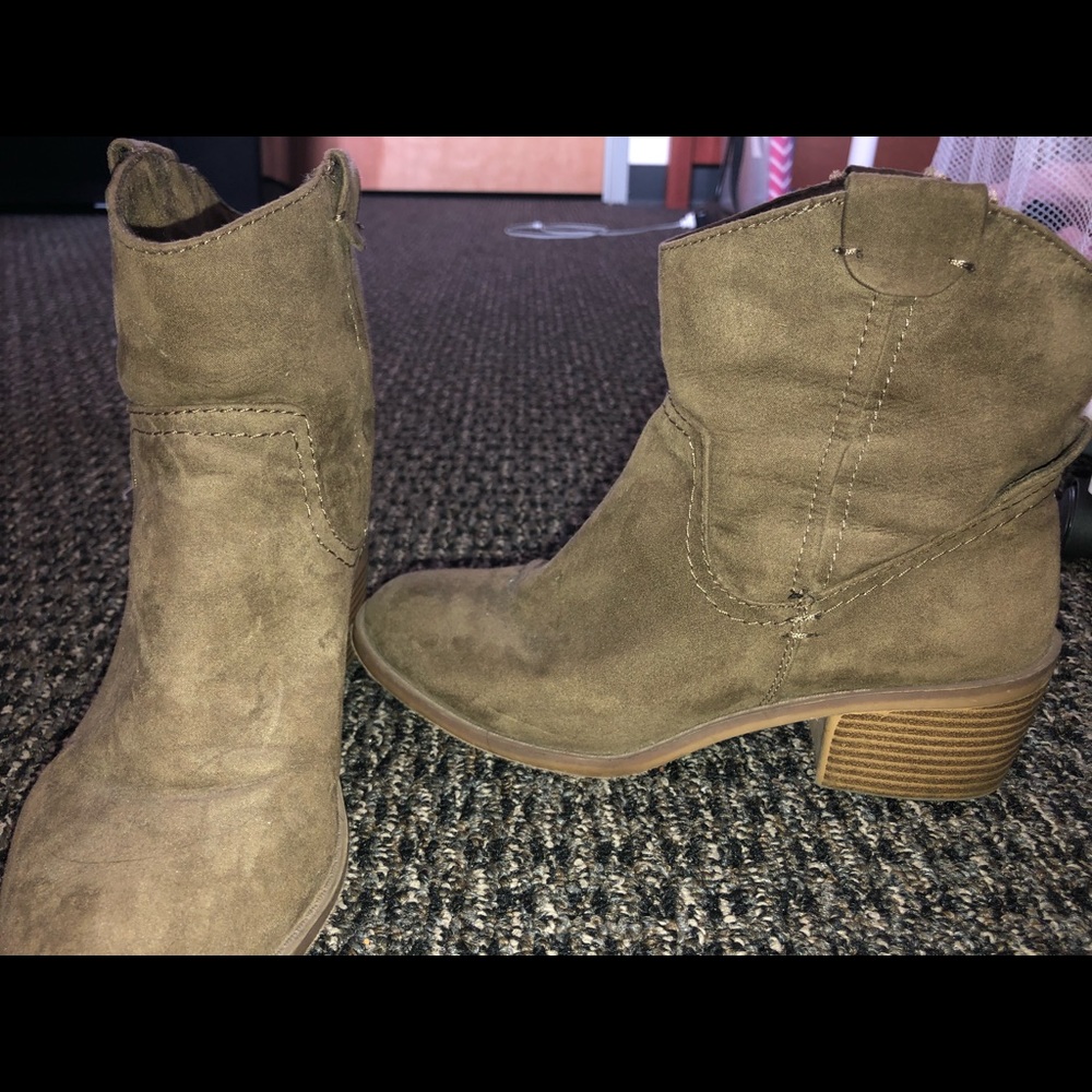 Merona Grenish/Brown Ankle Boots